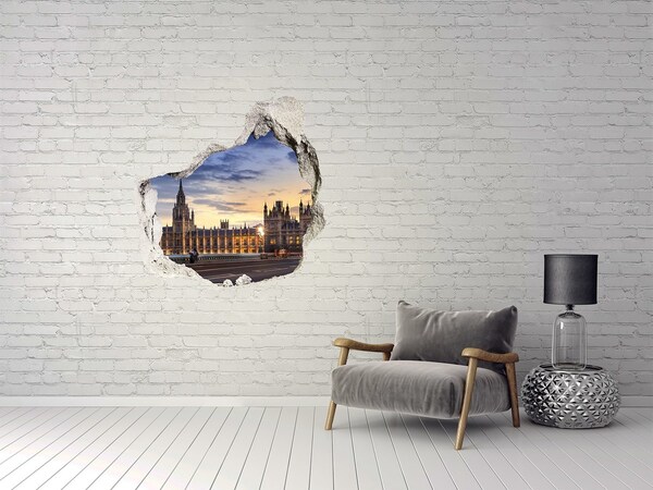 Vinilo adhesivo efecto agujero 3d para casa Puesta de sol sobre Londres