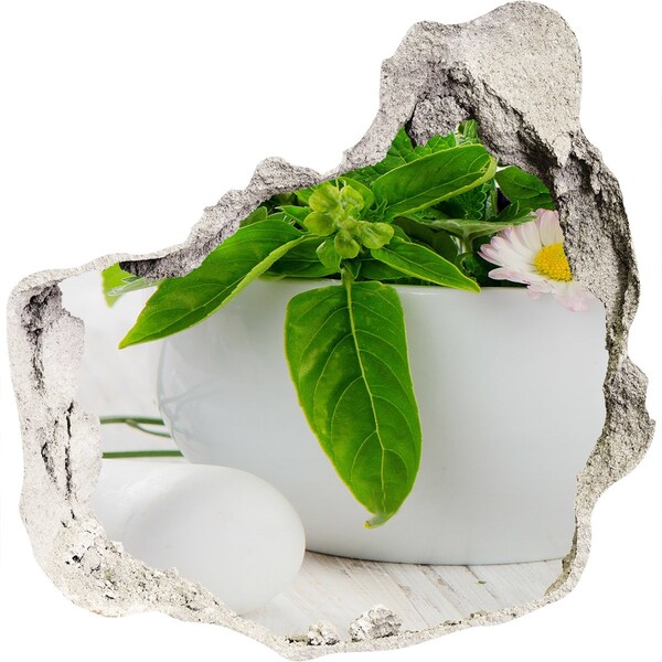 Vinilo decorativo boquete pared irregular Vegetación verde en el muro dañado