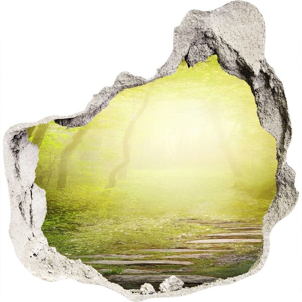 Samoprzylepna dziura naklejka Zielony las w promieniach słońca