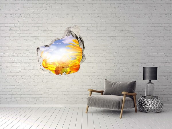 Pegatina efecto 3d pared rota decorativa Girasoles a la luz del sol