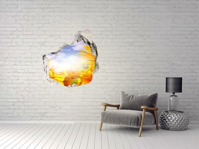 Pegatina efecto 3d pared rota decorativa Girasoles a la luz del sol