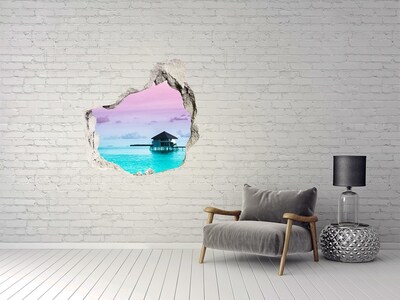 Vinilo adhesivo efecto agujero 3d para casa Un oasis tropical junto al agua