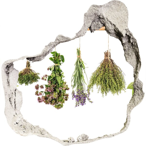 Vinilo decorativo boquete pared irregular Rincón de hierbas en la cocina