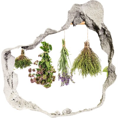 Vinilo decorativo boquete pared irregular Rincón de hierbas en la cocina