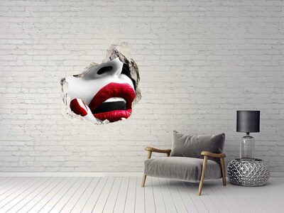 Pegatina efecto 3d pared rota decorativa Labios sensuales en hormigón