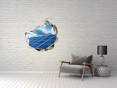 Vinilo decorativo boquete pared irregular Paneles solares en las nubes