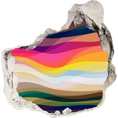 Pegatina pared rota trampantojo decorativo Ondas de colores sobre un fondo de hormigón