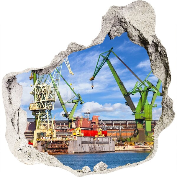 Pegatina pared rota trampantojo decorativo Puerto industrial en acción