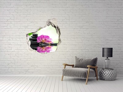 Vinilo decorativo boquete pared irregular Relajante jardín de orquídeas
