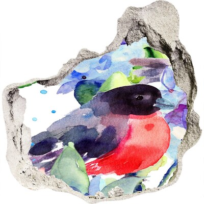 Pegatina pared rota trampantojo decorativo Un pájaro en una composición colorida.