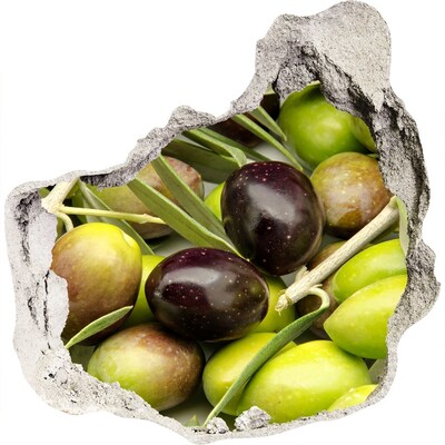 Pegatina efecto 3d pared rota decorativa Aceitunas en hormigón