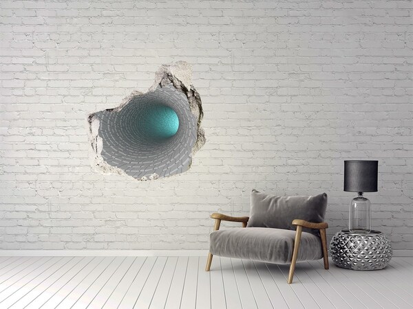 Vinilo decorativo boquete pared irregular Misterioso túnel en la pared