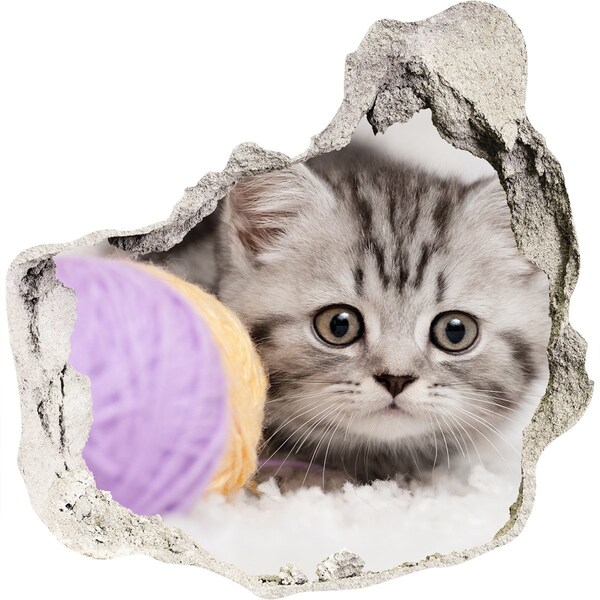 Pegatina pared rota trampantojo decorativo El gatito detrás de la pared