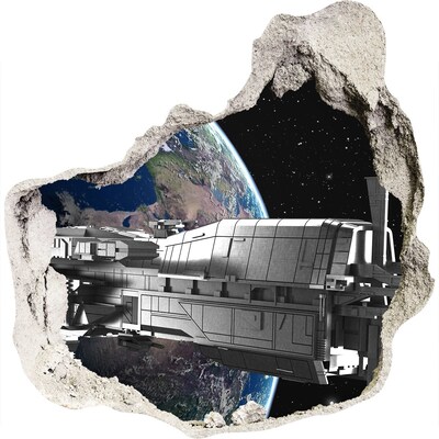 Pegatina efecto 3d pared rota decorativa Una nave espacial en el cielo