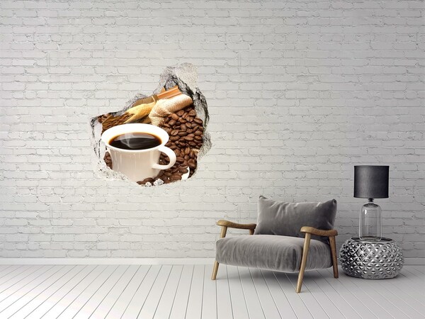 Pegatina efecto 3d pared rota decorativa Café con granos