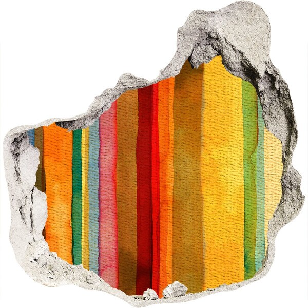 Vinilo decorativo boquete pared irregular Rayas de colores en una pared dañada