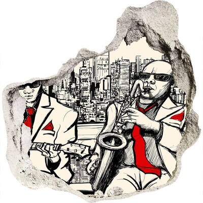 Pegatina pared rota trampantojo decorativo Escena de jazz en la ciudad