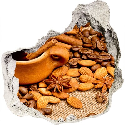 Pegatina pared rota trampantojo decorativo Un festín de café en un agujero en la pared