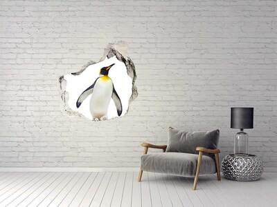Pegatina pared rota trampantojo decorativo Pingüino en un agujero en la pared