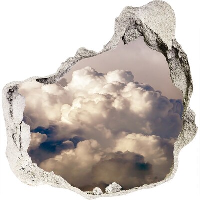 Vinilo decorativo boquete pared irregular Nubes detrás del muro