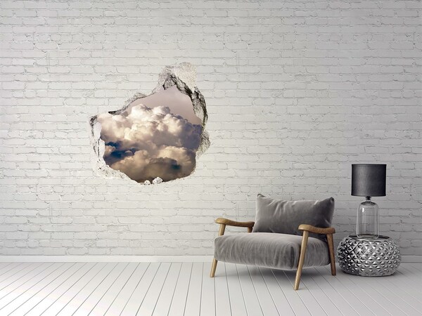 Vinilo decorativo boquete pared irregular Nubes detrás del muro