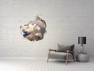Vinilo decorativo boquete pared irregular Nubes detrás del muro
