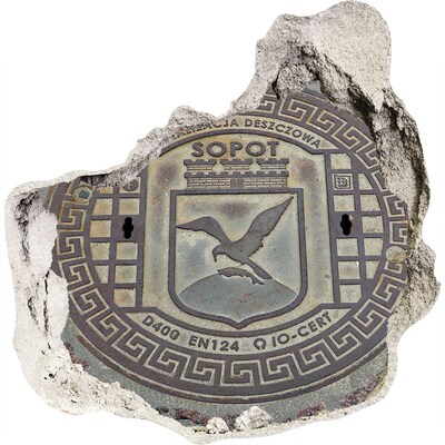 Pegatina efecto 3d pared rota decorativa Sopot – Cubierta del alcantarillado municipal