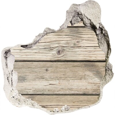 Pegatina pared rota trampantojo decorativo Una tabla de madera en un agujero en la pared.
