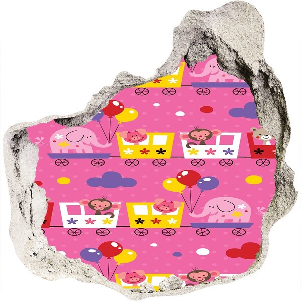 Pegatina pared rota trampantojo decorativo Tren colorido con globos