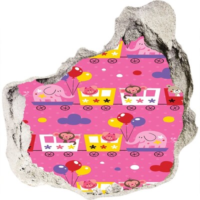 Pegatina pared rota trampantojo decorativo Tren colorido con globos