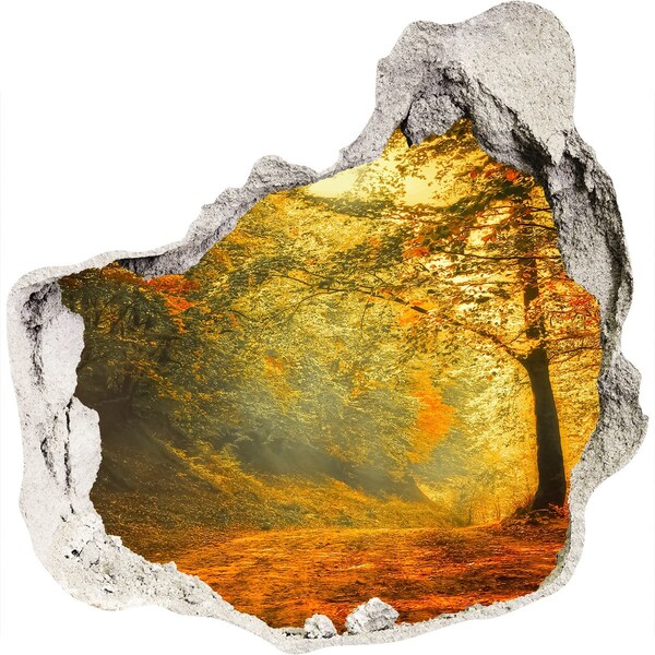 Pegatina efecto 3d pared rota decorativa Otoño dorado en el bosque