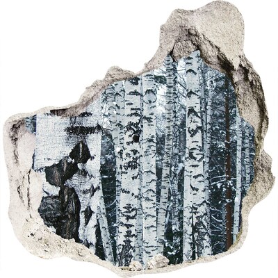 Vinilo adhesivo efecto agujero 3d para casa Bosque de abedules de invierno