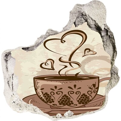 Vinilo adhesivo efecto agujero 3d para casa Una encantadora taza de café humeante