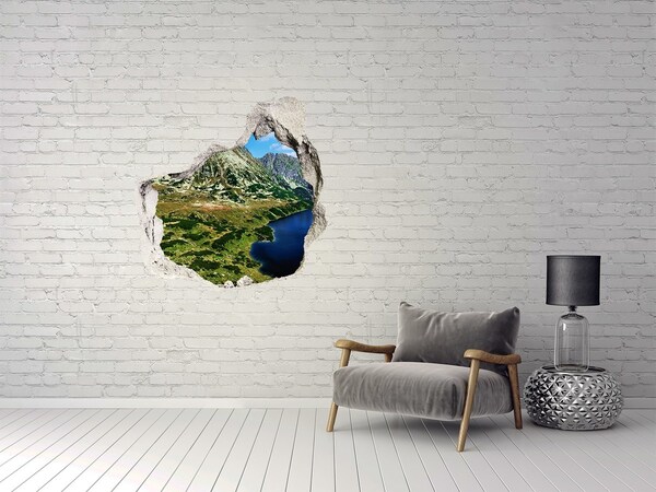 Vinilo decorativo boquete pared irregular Paisaje de montaña con un lago