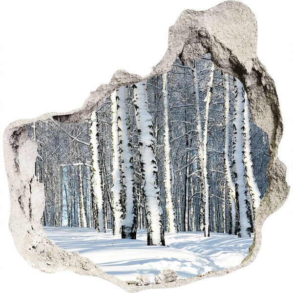 Pegatina efecto 3d pared rota decorativa Bosque invernal en blanco