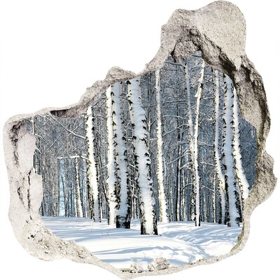 Pegatina efecto 3d pared rota decorativa Bosque invernal en blanco