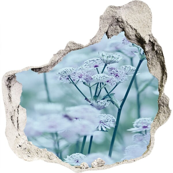 Pegatina efecto 3d pared rota decorativa Flores entre el muro en ruinas