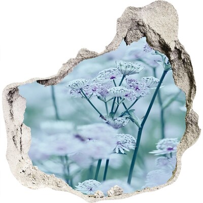 Pegatina efecto 3d pared rota decorativa Flores entre el muro en ruinas