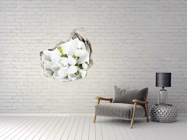 Vinilo decorativo boquete pared irregular Flores en hormigón