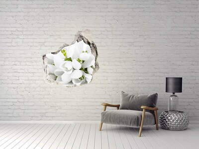 Vinilo decorativo boquete pared irregular Flores en hormigón