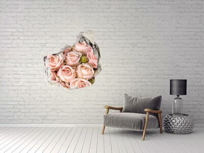 Vinilo adhesivo efecto agujero 3d para casa Rosas en un agujero en la pared