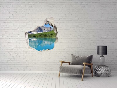 Vinilo decorativo boquete pared irregular Paisaje de montaña con un lago
