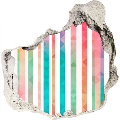 Vinilo decorativo boquete pared irregular Geometría colorida detrás del agujero en la pared.