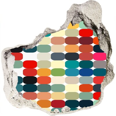 Vinilo decorativo boquete pared irregular Mosaico colorido a través de un agujero en la pared.