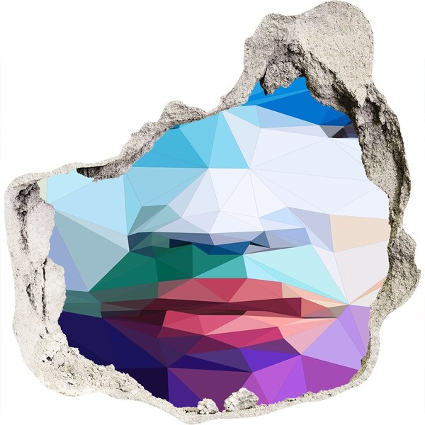 Dziura 3d fototapeta naklejka Krajobraz w kolorach geometrii