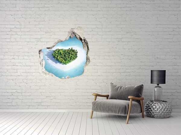 Vinilo adhesivo efecto agujero 3d para casa Una isla tropical en el corazón del océano.