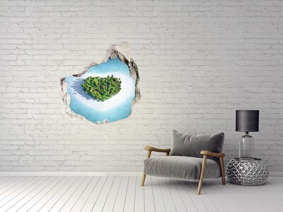Vinilo adhesivo efecto agujero 3d para casa Una isla tropical en el corazón del océano.