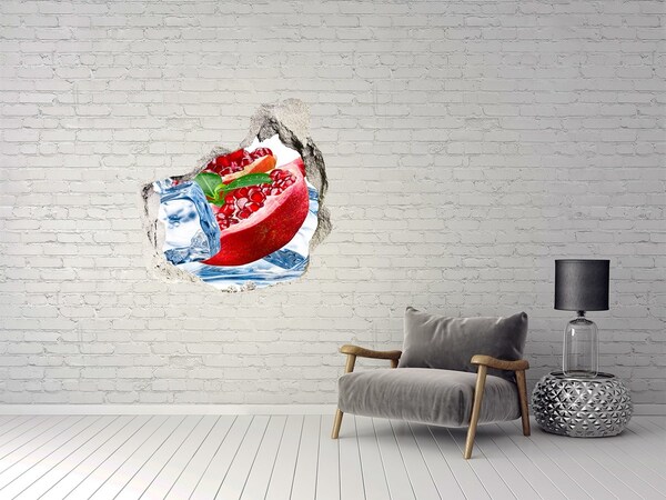 Pegatina efecto 3d pared rota decorativa Agujero de fruta de granada jugosa
