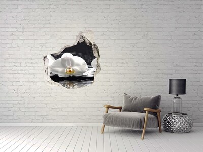 Vinilo decorativo boquete pared irregular Flor de orquídea en el agua