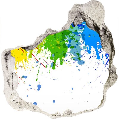 Pegatina efecto 3d pared rota decorativa Una explosión colorida en el hormigón.